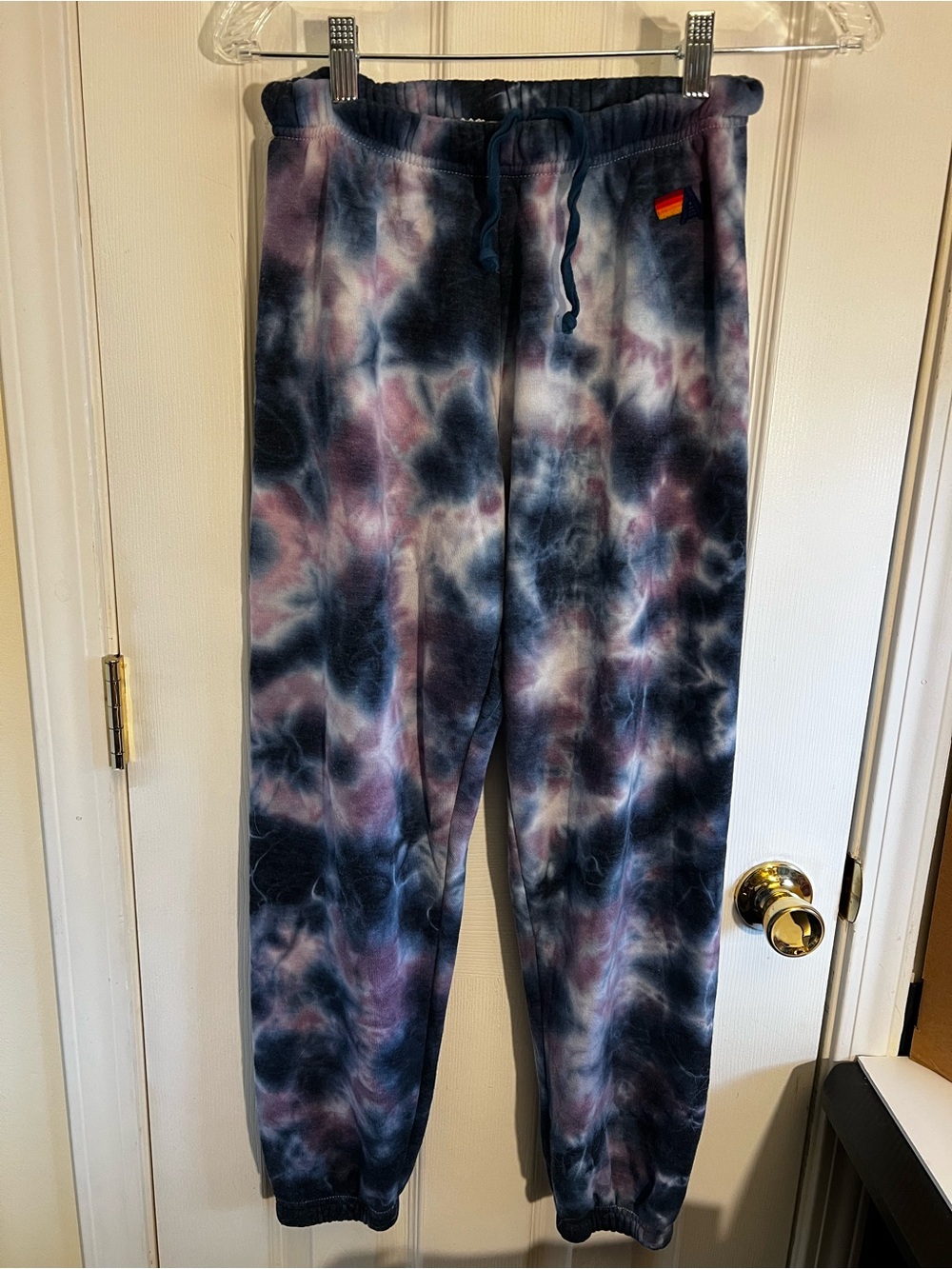 Aviator Nation Tie-Dye Jogger Pants in Navy, Purple & White